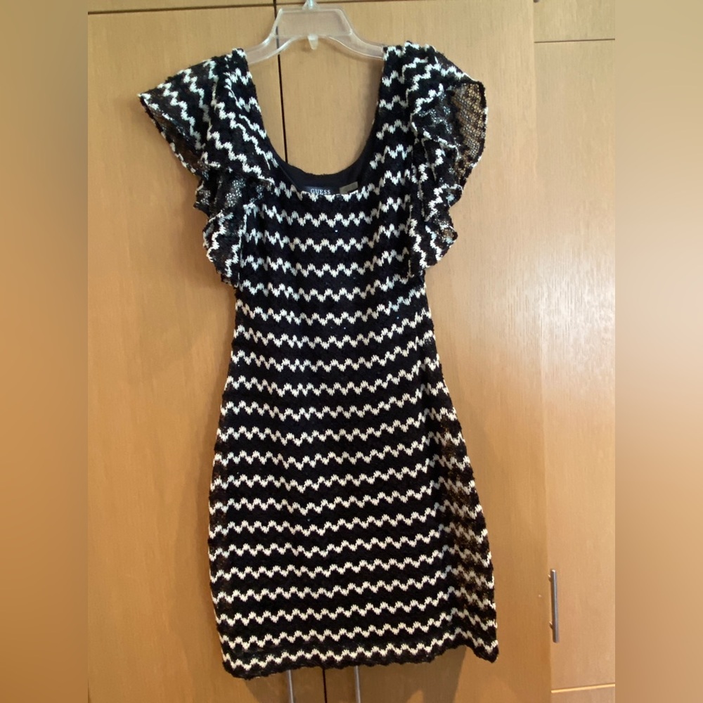 Black and white Guess dress with sequin detail
